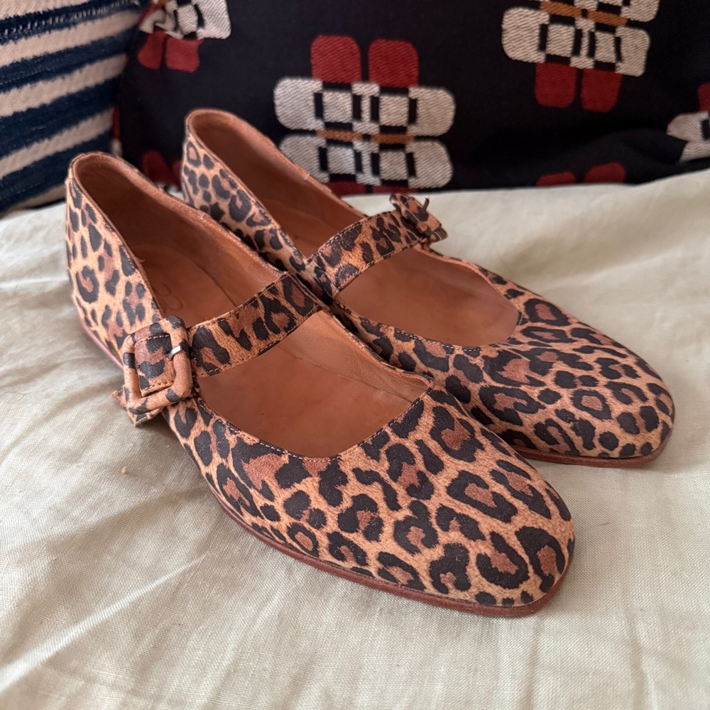 Zou Xou Leopard Print Mary Jane Flats